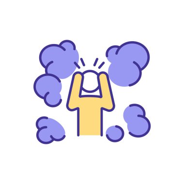 Bulanık görme RGB renk simgesi. Gözlerle iyi göremeyen biri. Vizyon körlüğünü iyileştiriyor. Nesneleri iyi kalitede görme fırsatı veriyor. Proffesional tıbbi yardım. İzole vektör illüstrasyonu