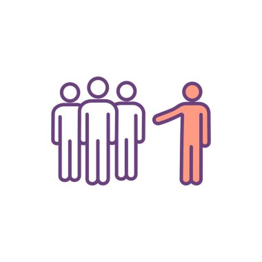 Klişeleşmiş RGB renk simgesine meydan okumak. Olumsuz klişelerle uğraşmak. Genelleştirilmiş inançtan. Cinsiyet, ırk, din ayrımcılığı. Farkındalık yaratıyorum. İzole vektör illüstrasyonu