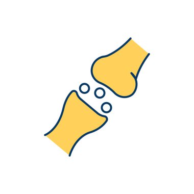 Osteoporoz geliştirme RGB renk simgesi. Zayıf ve kırılgan kemikler. Osteopeni. Serotonin sendromu. Kırıklar artma riski taşıyor. Sırt ağrısı, bacak ağrısı. Kemik yoğunluğu azalmış. İzole vektör illüstrasyonu