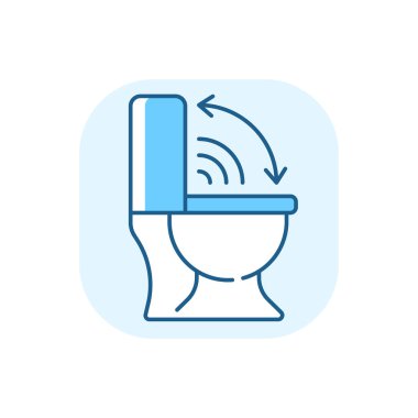 Dokunulmaz klozet kapağı mavi RGB renk simgesi. Akıllı ev kapağı kapağı aygıtı siz yaklaştığınızda otomatik olarak açılacak. İzole vektör illüstrasyonu