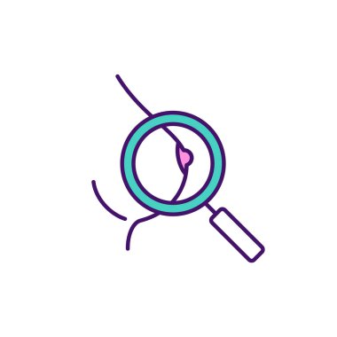 Göğüs kanseri önleme RGB renk simgesi. Mamografi taraması. Kötü huylu, iyi huylu göğüs hastalıkları kontrolü. Kadın hayatını kurtarıyorum. Göğüs farkındalığını arttırıyorum. Lezyon testi. İzole vektör illüstrasyonu