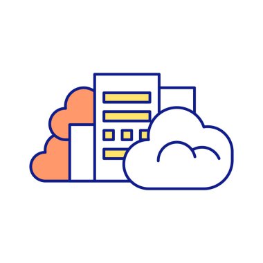 Zararlı hava kirliliği RGB renk simgesi. İklim değişikliği. Küresel ısınma Zararlı kirliliğin arasındaki binalar. Çevresel sorumluluk. Doğayı kurtarma fikri. İzole vektör illüstrasyonu