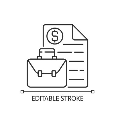 İş simsarı doğrusal simgesi. Aracı ve aracı servisler. Profesyonel danışmanlık. İnce çizgi özelleştirilebilir illüstrasyon. Contour sembolü. Vektör izole çizim. Düzenlenebilir vuruş