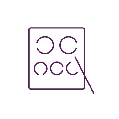 Göz muayenesi RGB renk simgesi. Göz hastalıkları ve düzensizlikler kontrol ediliyor. Miyopluğu değerlendiriyorum. Görme yeteneği ölçümü. Görüş ve odaklanma yeteneği değerlendirmesi. İzole vektör illüstrasyonu