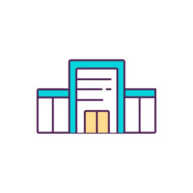 Aşı merkezi RGB renk simgesi. Bağışıklık. Hastane, klinik ve eczane. Covid-19 aşısı sağlıyorum. Hastanelerin ve ölümlerin önlenmesi. İzole vektör illüstrasyonu