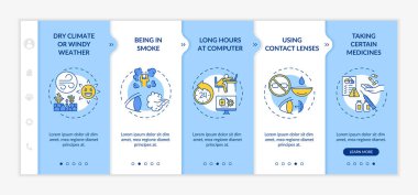 Kuru göz, taşıyıcı şablona neden olur. Kuru iklim ya da rüzgarlı hava. Duman içinde olmak. Simgeli ilgili mobil web sitesi. Web sayfası basamak ekranları. RGB renk kavramı