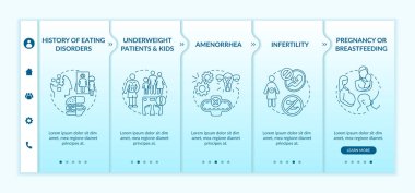Aralıklı oruç tutma önlemleri vektör şablonunda. Zayıf hastalar ve çocuklar. Simgeli ilgili mobil web sitesi. Web sayfası basamak ekranları. RGB renk kavramı