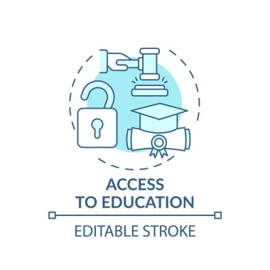 Eğitim konsepti ikonuna erişim. Yasal hizmet tipleri. Yetenek geliştirmek için gereken tüm bilgileri sağlıyorum ince çizgi çizimi. Vektör izole edilmiş RGB renk çizimi. Düzenlenebilir vuruş