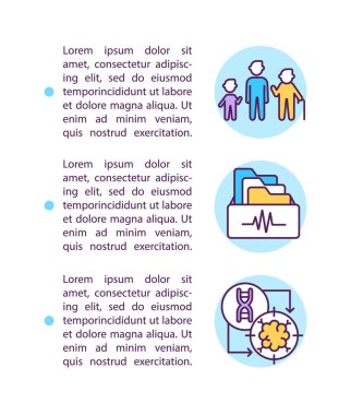 Ömür boyu hasta bakımı konsept çizgisi simgeleri. Kopya uzayı ile PPT sayfa vektör şablonu. Broşür, dergi, gazete tasarımı. Beyaz üzerinde tıbbi tedavi doğrusal illüstrasyonları