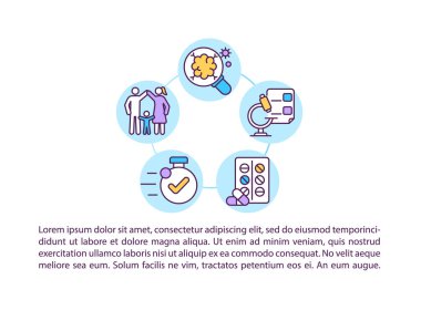 Hastalıkların erken teşhisi metinli konsept satır simgeleri. Kopya uzayı ile PPT sayfa vektör şablonu. Broşür, dergi, gazete tasarımı. Beyaz üzerinde modern tedavi doğrusal illüstrasyonları