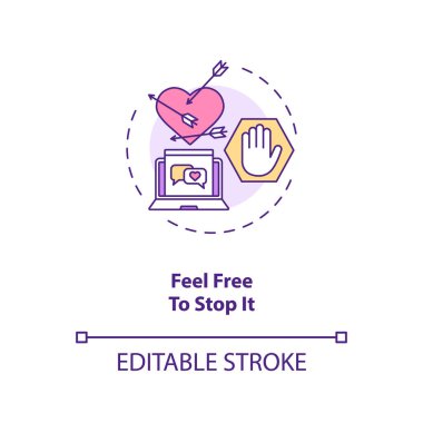 Sohbet etmeyi ya da konsept ikonuyla çıkmayı bırakabilirsin. Küfürlü ilişki fikrine son ver. Yaralı kalp ve dur sembolü vektörü RGB renk çizimini izole etti. Düzenlenebilir vuruş