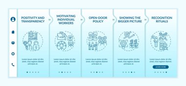 Personel motivasyonu stratejileri vektör şablonunda. Çalışanları daha iyi işlere teşvik etmek. Simgeli ilgili mobil web sitesi. Web sayfası basamak ekranları. RGB renk kavramı