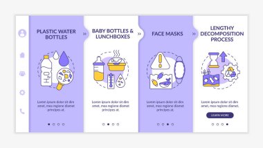 Ana çevresel zorluklar vektör şablonunda. Simgeli ilgili mobil web sitesi. Web sayfasında gezinme 4 adım ekranı. Doğrusal çizimlerle uzun ayrıştırma süreci renk kavramı