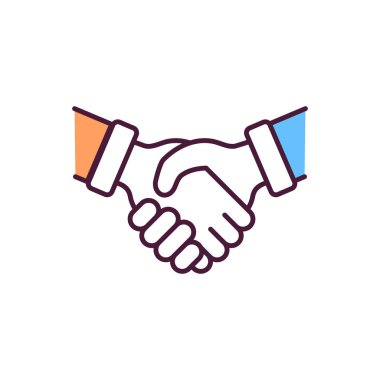 RGB renk simgesi hazırlıyorum. Şartlardan ve mahkeme kararlarından bahsediyorum. Yargıç, mahkeme sohbeti hakkında nihai kararı veriyor. İzole vektör illüstrasyonu