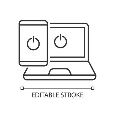 Going offline linear icon. No online activity. Stop gadget addiction. Digital detoxification. Thin line customizable illustration. Contour symbol. Vector isolated outline drawing. Editable stroke