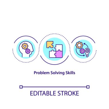 Problem solving skills concept icon. Decision making. Analytical and critical mind. Creative thinking idea thin line illustration. Vector isolated outline RGB color drawing. Editable stroke