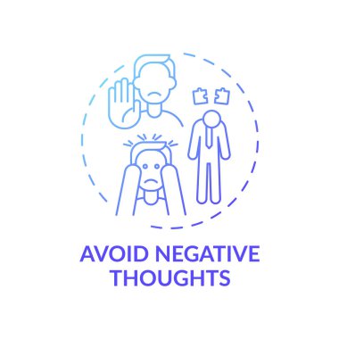 Avoid negative thought blue gradient concept icon. Positive mental attitude. Psychological approach to life. Self development idea thin line illustration. Vector isolated outline RGB color drawing