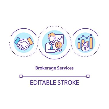 Brokerage services concept icon. Online stock trading advices and tips for beginners. Money investment idea thin line illustration. Vector isolated outline RGB color drawing. Editable stroke