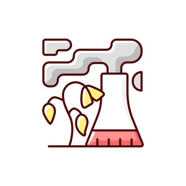 Solan bitkiler RGB renk simgesi. Bitkilerin sert olmayan kısımlarının katılaşması dünya atmosferini kirletir. Ölü çiçeğin organik artıkları. İzole vektör illüstrasyonu