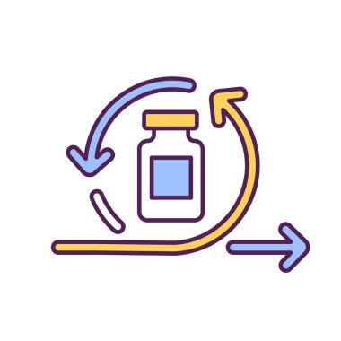 Yeni tedavi RGB renk simgesi alınıyor. Corona virüsünü tedavi etmenin yeni bir yolunu arıyorum. Pandemia sırasında özel tıbbi yardım. Karantina kuralları. İzole vektör illüstrasyonu