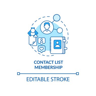 Kişi listesi üyelik mavi konsept simgesi. Potansiyel müşteri bilgileri. Akıllı içerik fikri ince çizgi çizimi. Vektör izole edilmiş RGB renk çizimi. Düzenlenebilir vuruş
