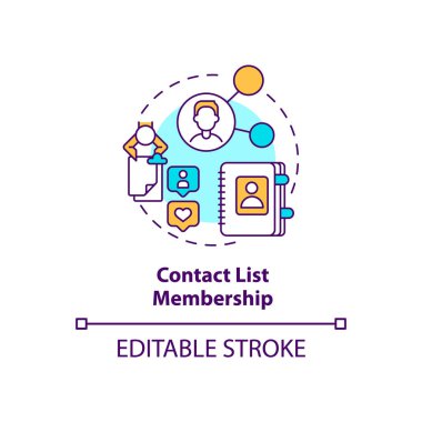 Kişi listesi üyelik konsepti simgesi. Potansiyel müşteri bilgileri. Akıllı içerik fikri ince çizgi çizimi. Vektör izole edilmiş RGB renk çizimi. Düzenlenebilir vuruş