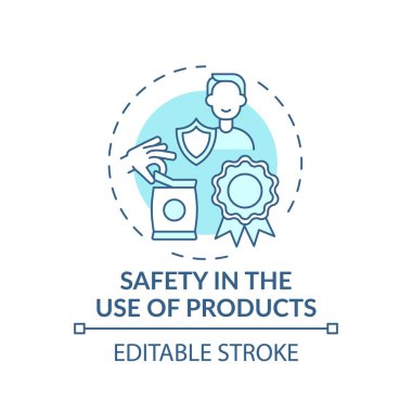 Ürünlerde güvenlik kavram simgesi kullanır. Temel tüketici doğru fikir ince çizgi çizimi. Müşteriler için koruma seviyesini koruyorum. Vektör izole edilmiş RGB renk çizimi. Düzenlenebilir vuruş