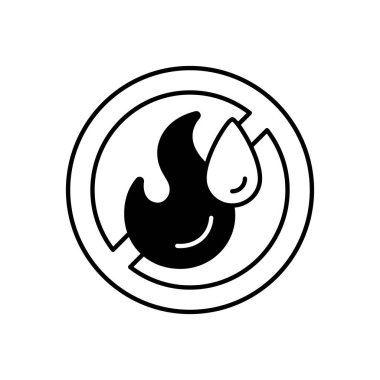 Su doğrusal simgesi kullanma. Sıvı tedarik etiketi için kısıtlama. Çapraz işaret. Yangın güvenliği. İnce çizgi özelleştirilebilir illüstrasyon. Contour sembolü. Vektör izole çizim. Düzenlenebilir vuruş