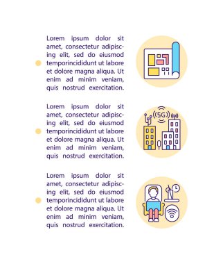 Metinli konsept satır simgelerine geç. Kopya uzayı ile PPT sayfa vektör şablonu. Broşür, dergi, gazete tasarımı. Beyaz üzerinde yeni normal doğrusal illüstrasyonlara uyarlanıyor