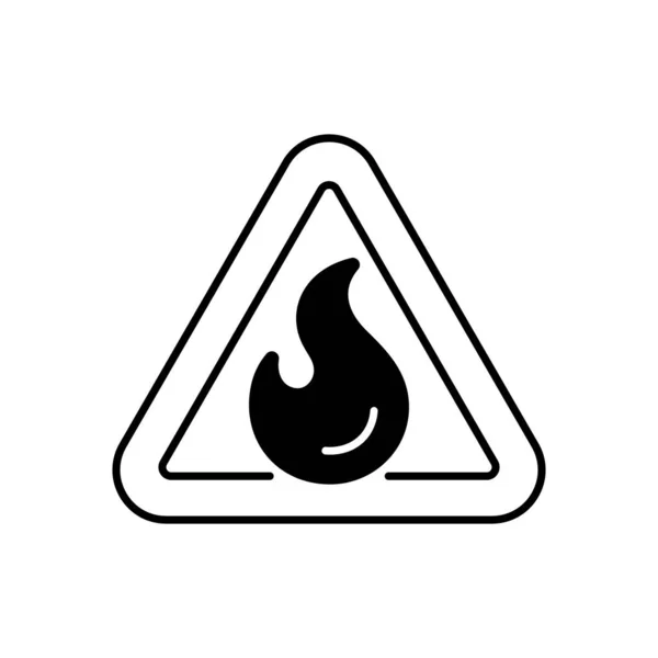 Brennbares Lineares Symbol Dreieck Etikett Für Gefährliche Stoffe Warnzeichen Brandschutz — Stockvektor