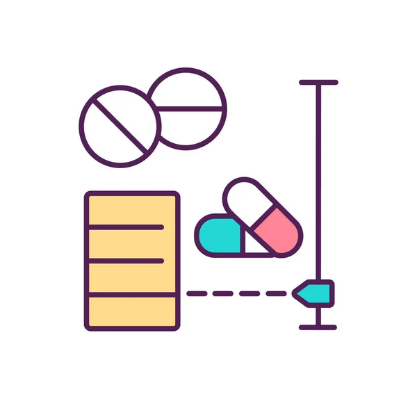 Measuring Dispensing Drugs Rgb Color Icon Medicine Manufacturing Pharmaceutical Calculations — Stock Vector