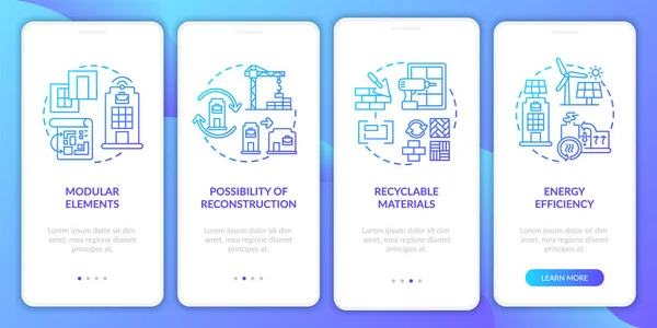 Budoucí Pracovní Prostor Buduje Obrazovce Mobilní Aplikace Koncepty Remodeling Recyklace — Stockový vektor