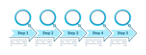 Blå Tomma Cirklar Steg Vektor Infographic Mall Blank Presentation Designelement — Stock vektor