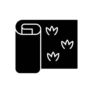 Sod siyah kabartma simgesini yuvarlıyor. Dünyanın dört bir yanındaki çimler ve spor stadyumları özel ekmeklerle kaplıdır. Küçük bir çimenlik alanı onar. Beyaz uzayda siluet sembolü. Vektör izole illüstrasyonu