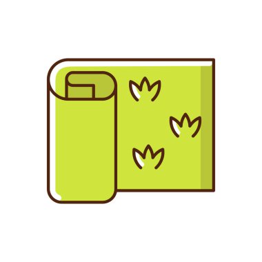 Sod, RGB renk simgesini yuvarlıyor. Dünyanın dört bir yanındaki çimenler ve spor stadyumları özel toprak rulolarıyla kaplıdır. Küçük bir çimenlik alanı onar. İzole vektör illüstrasyonu