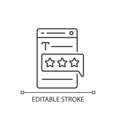 Müşteri doğrusal simgesi tarafından tanınıyor. Kullanıcı memnuniyeti. Kaliteli metin yazma hizmetleri. İnce çizgi özelleştirilebilir illüstrasyon. Contour sembolü. Vektör izole çizim. Düzenlenebilir vuruş