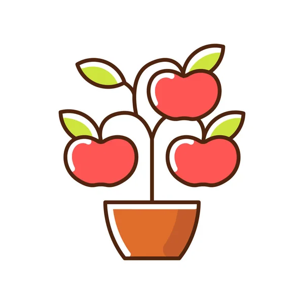 Les Arbres Fruitiers Arbustes Icône Couleur Rvb Cultiver Des Aliments — Image vectorielle