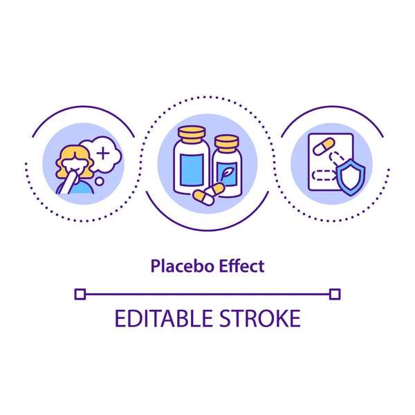 Ikona Konceptu Placebova Efektu Pozitivní Výsledky Falešného Nápadu Léčby Tenká — Stockový vektor