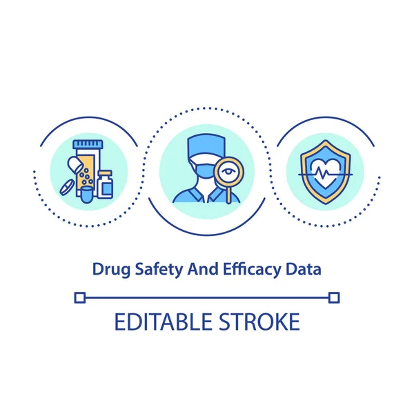 Icono Del Concepto Seguridad Eficacia Los Medicamentos Análisis Idea Tratamiento — Archivo Imágenes Vectoriales