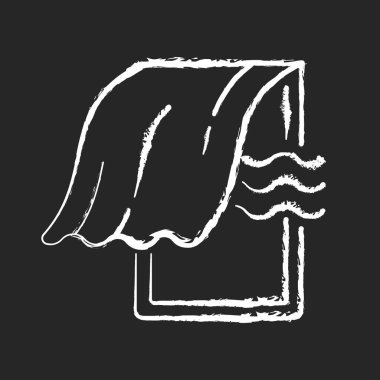 Havalandırma odası siyah arka planda beyaz tebeşir ikonu. Ofis havalandırması. Pencere açık, evde oksijen var. Temiz hava, hastalıktan korunmak için önleyici önlemler. İzole edilmiş vektör karatahta çizimi