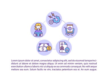 Metinli konsept satırı simgeleri arama hakkı. Kopya uzayı ile PPT sayfa vektör şablonu. Broşür, dergi, gazete tasarımı. Beyaz üzerinde iş hakları doğrusal illüstrasyonları