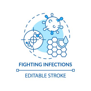 Enfeksiyonla mücadele konsepti. Karaciğer fonksiyonu fikri ince çizgi çizimi. Zararlı maddelerden vücudu temizlemek. Bağışıklık sistemi gücü. Vektör izole edilmiş RGB renk çizimi. Düzenlenebilir vuruş