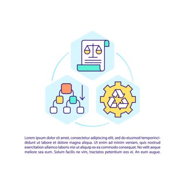 Konsept satır simgelerini metin ile geri dönüştürmek için çevre standartları. Kopya uzayı ile PPT sayfa vektör şablonu. Broşür, dergi, gazete tasarımı. Beyaz üzerine yasama doğrusal çizimler
