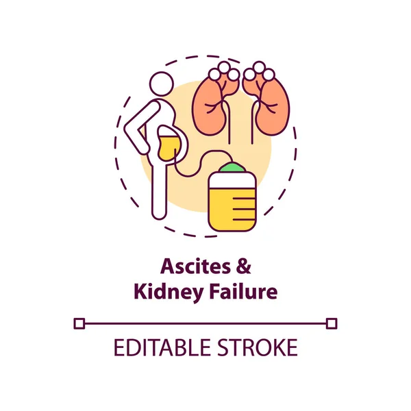 Icône Concept Ascites Insuffisance Rénale Insuffisance Hépatique Résultat Idée Ligne — Image vectorielle