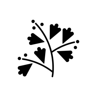 Sagebrush siyah kabartma simgesi. Aromatik yapraklar. Şifalı bitkiler. Alerjik reaksiyon yüzünden. Polen alerjeni. Bitki alerjisi. Beyaz uzayda siluet sembolü. Vektör izole illüstrasyonu