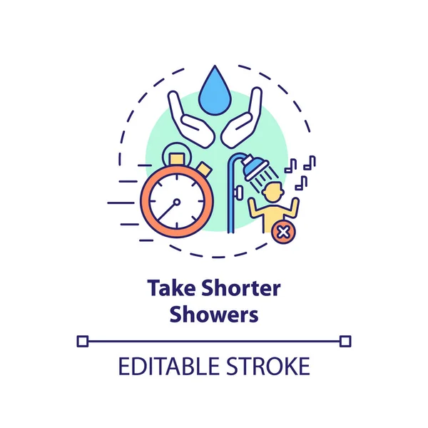 Take Shorter Showers Ideas Concept Icon Sustainable Tourism Ideas Cut —  Vetores de Stock