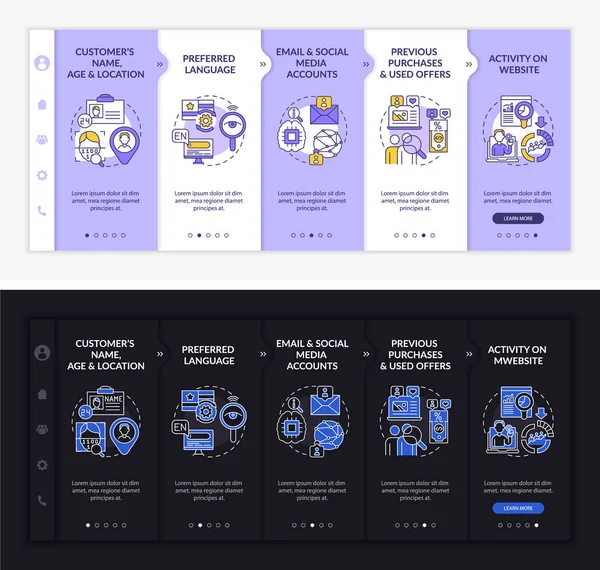 Intelligente Inhaltskriterien Beim Einsteigen Vektorvorlagen Responsive Mobile Website Mit Symbolen — Stockvektor