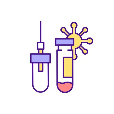 Yabancı istilacılar için kan örneği kontrol ediliyor. RGB renk simgesi. Hastalıklar ve enfeksiyon önleme. Vücuttaki zararlı bakterileri tanımlamak. Hayati tehlikesi olan komplikasyon. İzole vektör illüstrasyonu