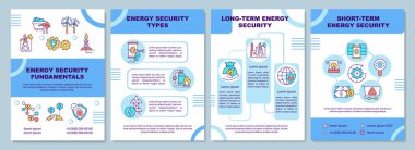 Enerji güvenliği broşürlerin temelini oluşturur. Enerji güvenliği. Broşür, broşür, broşür baskısı, doğrusal simgelerle kaplama tasarımı. Sunum için vektör düzenleri, yıllık raporlar, reklam sayfaları