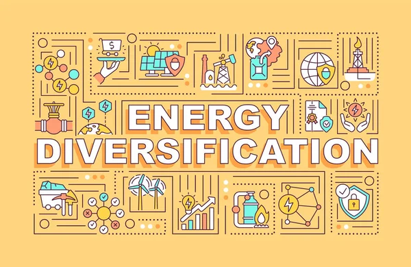 Koncept Slov Diverzifikaci Energie Používání Různých Zdrojů Energie Infographics Lineárními — Stockový vektor